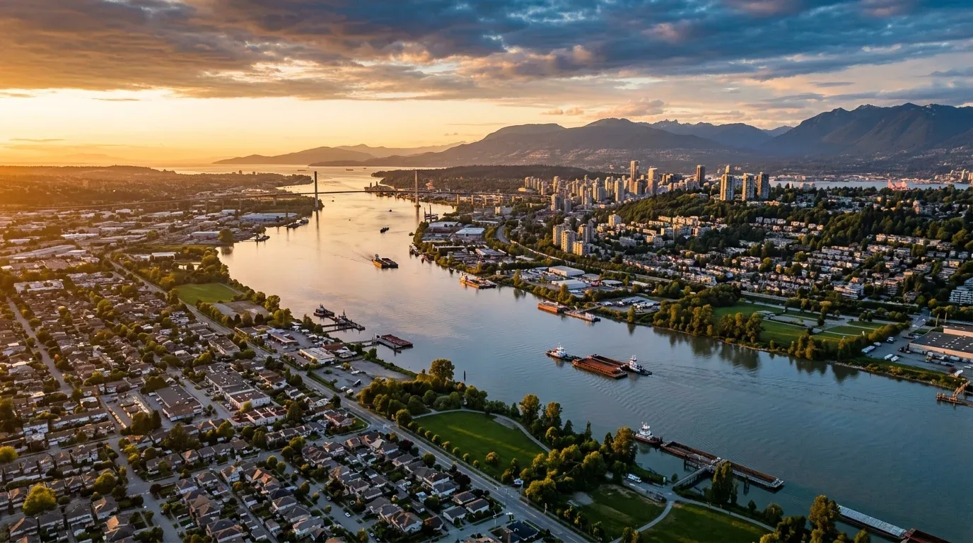 The Fraser River between Richmond and New Westminster BC